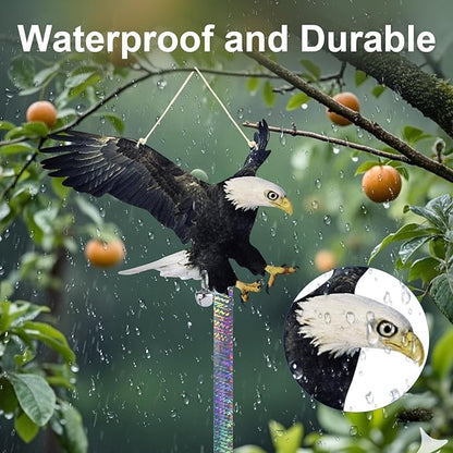2PCS Fake Hawk to Keep Pigeon Away Flat Plastic Hawk to Scare Pigeon Away from Porch with Reflective Tape Garden Owls to Scare Woodpecker Squirrel for House Tree Patio Windows Hanging Hawks Decor