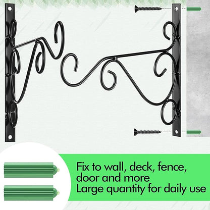 Tandefio 20 Pcs Hanging Plant Brackets 10 Inch Outdoor Wall Mount Metal Plant Hanger Hooks with Screws for Bird Feeder Wind Chime Lanterns Holiday Decoration (Black)