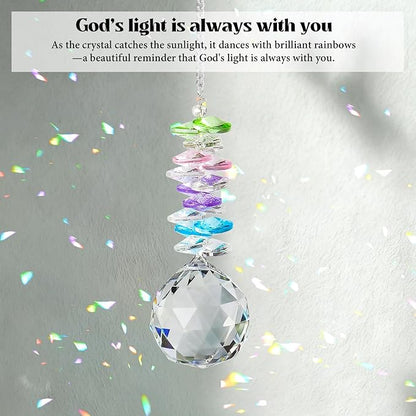 Christian Gifts for Women, Heart Shaped Suncatcher with Cross, John 3:16 Crystal Hanging Ornament, Inspirational Religious Birthday Catholic Spiritual & Baptism Confirmation Gifts for Girls