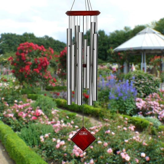 Woodstock Wind Chimes of Orion Wind Chimes for Outside, 30" Silver Medium Tone Wind Chime Décor for Outdoor Garden, Patio, Porch, Encore Collection