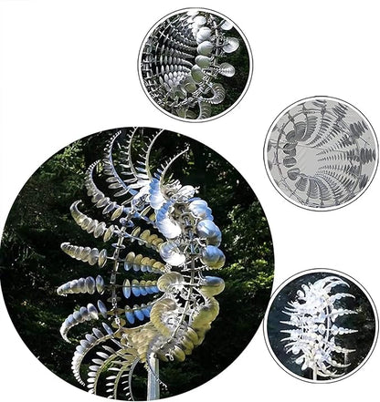 Unique and Magical Metal Windmill, 3D Wind Powered Kinetic Sculpture, Wind Spinner Solar, Wind Spinners for Yard and Garden, Windmill Catchers Outdoor Patio Decoration