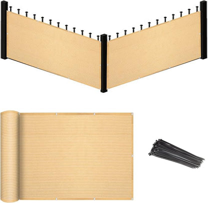 Eden's Decor Balcony Privacy Screen Beige 2'6"x 29' Cover Mesh Windscreen Weather-Resistant UV Protection for Backyard Deck, Patio, Balcony, Pool, Porch, Fence, Railing, Gardening
