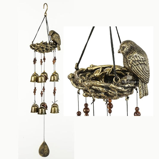Bwinka QUTE Birds Wind Chime 12 Pieces Bronze Bells Wind Chimes for Garden, Yard, Patio and Home Decor with Hook