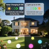 10-in Solar Orb Light, Waterproof Solar Globe Light Outdoor Dimmable RGB Color Changing Solar Garden Ball Light for Outside w/Remote, Landscape Lighting Mood Lamp w/Ground Stake for Yard Poolside Lawn