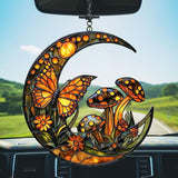 Cresent Forest Butterfly Acrylic Suncatcher Stained Glass Effect Window Car Hanging Christmas Ornament Indoor Outdoor Decor Garden Sun Catcher Panel for Boho Lover for Women Mom Grandma
