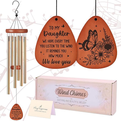Daughter Gifts Wind Chimes - Metal Windchimes Outdoors Decor Garden Patio Yard Balcony Porch Indoor Home Art Hanging Decoration Graduation Christmas Wedding Birthday Gift from Mom Dad