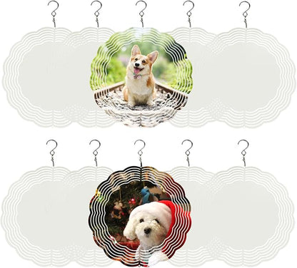 10 Pack 8 Inch Sublimation Wind Spinner Blanks,Wind Spinners Sublimation Blanks 3D Aluminum Metal Wind Spinners for Yard and Garden Indoor Outdoor Window Porch Decoration Round (10 Pcs 8 Inch)
