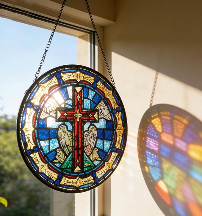 Sun Catcher Stained Glass Window Hanging 8 inch Suncatcher Wall Art Home Decor Sun Catchers Decoration for Garden Home Housewarming Gifts