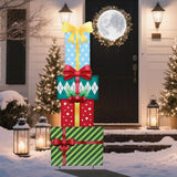 WONDER GARDEN Christmas Yard Signs, Metal Gift Boxes Yard Stakes Christmas Outdoor Decorations Freely Mix and Match for Xmas Holiday Outdoor Garden Lawn Pathway Decor