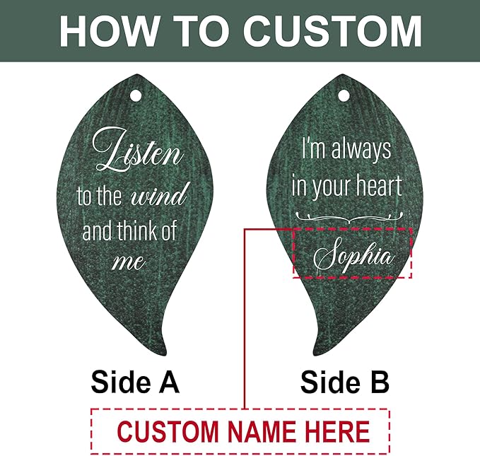 Personalized Sympathy Wind Chimes, Sympathy Gifts for Loss of a Loved One, Wind Chimes Customized Memory Words for Loss of Loved Person, Bereavement/Memorial Gift for Loss