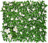 Expandable Privacy Screen with Artificial Flower for Balcony Patio Fence Greenery Privacy Fence Outdoor White Flowers 1pcs