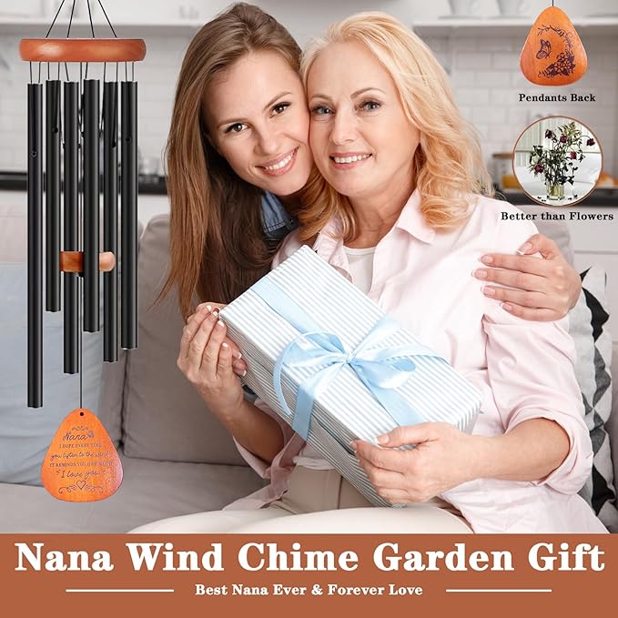 Nana Gifts, 32" Butterfly Wind Chime for Nana Birthday Gifts, Grandma Gift for Christmas Mothers Day from Grandkids