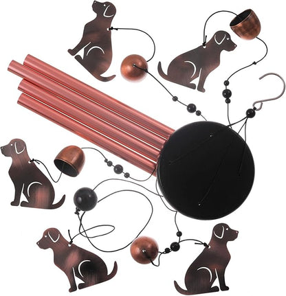 Outdoor Dog Wind Chimes Indoor Decor - Hand-Made Mobile Romantic Windcatcher, 28" Puppy Wind Chimes for Home, Balcony, Tree, Patio, Garden Decoration, Gift for Mom(4 Tubes, 5 Dogs)