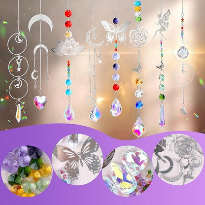 JYNTERPLAY 434Pcs Sun Catchers DIY Making Kit for Adults Arts and Crafts Crystal Suncatcher Hanging Prism Rainbow Maker for Indoor Window Garden Christmas Decor Fairy Lotus