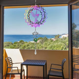 Andiker Hummingbird Wind Spinner with Tail Spinner, 3D Gradient Color Garden Spinner with Ball Spiral Tail, Metal Hanging Wind Chime for Indoor Outdoor Garden Decoration (Colorful Bird)
