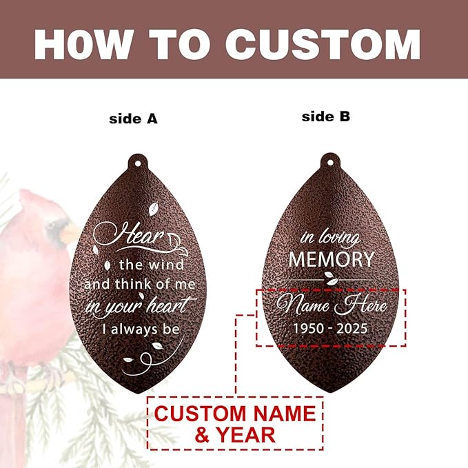 ASTARIN Sympathy Wind Chimes Custom, Personalized Dragonfly Wind Chimes Sympathy Gifts for Remembrance, Bereavement Gifts for Men in Memory Wind Chime, 36 inch Windchime(Produced in USA)