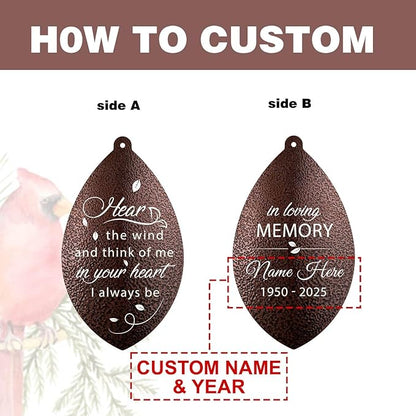 ASTARIN Sympathy Wind Chimes Custom, Personalized Dragonfly Wind Chimes Sympathy Gifts for Remembrance, Bereavement Gifts for Men in Memory Wind Chime, 36 inch Windchime(Produced in USA)
