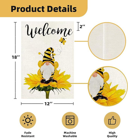 Gnome Garden Flags 12x18 Double Sided, Set of 12 Yard Flag for Outside Seasonal Garden Flag Outdoor Holiday Farmhouse Decorations Flags for All Seasons (Gnome)