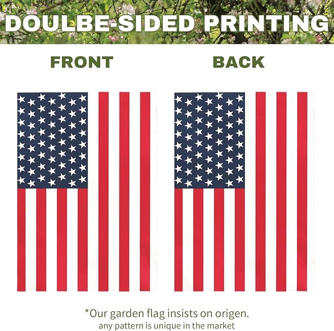 American Flag Garden Flag Patriotic Yard Flags for Everyday and Holiday Celebration Durable for Independence Day Memorial Day Veterans Day 4th of July or All Year Long House Banner 12x18 Inch