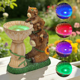 Solar Garden Statues Highland Cow Garden Decor Resin Highland Cow Statue with Bird Bath Feeder Light Animal Figurine Outdoor Yard Patio Lawn Decoration Gardening Gifts for Women 9.5 in