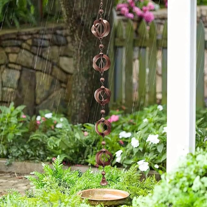 3.5ft Rain Chains for Gutters Aluminum, Outdoor Decorative Rainchain Heavy Duty Gutter Catcher Downspout Replacement, Durable Hanging Rain Gutter Chain for Eaves Drainage and Home Display (Wind chime)