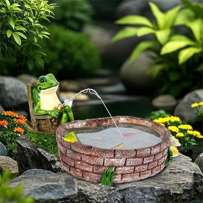 Solar Frogs for Outdoors, Fishing Frog-Shaped Garden Decor, Patios, Yards, and Lawn Ornaments Frog Gifts for Women