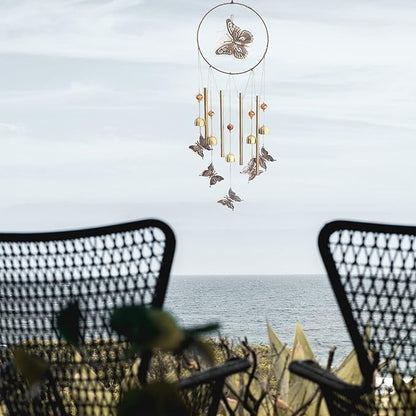 Butterfly Wind Chimes for Outside with Dream Catcher, Gift for Mom, Gifts for Grandma, Outside & Indoor, Terrace Garden Decorations
