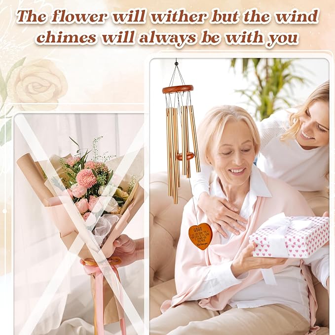 Gigi Gifts for Grandma, Gift for Gigi Wind Chimes, Birthday, Mothers Day, Retirement, Thanksgiving Gifts from Grandchildren Grandkid, Best Grandma Gift