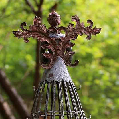 Attraction Design Antiqued Praying Metal Garden Angel Statue with Hooks, Indoor Outdoor Angel Yard Art Decor Lawn Patio Decorations Holiday Decor Garden Gift Idea for Christmas, 18’’H
