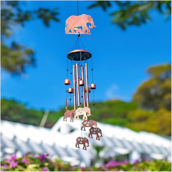 Elephant Wind Chimes for Outside,Elephant Gifts for Women Men/Memorial/House Warming Gift/Birthday Gifts Metal windchimes Outdoors/Indoors,Garden Decor,Patio,Home,Porch,Yard Decorations