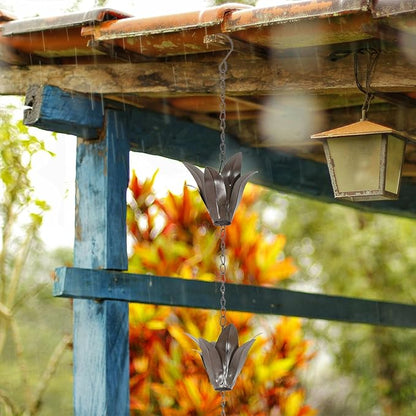 TZSSP 8.5 ft Rain Chain for Gutters - Flower Style & Weatherproof Rain Chain Adapter, Easy Installation