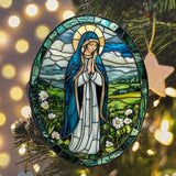 Virgin Mary Acrylic Suncatcher Stained Glass Effect Window Car Hanging Christmas Ornament Indoor Outdoor Decor Garden Memorial Sun Catcher for Family Christmas Jesus Gift for Women Mom Grandma