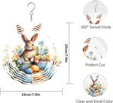 Easter Bunny Wind Spinner Easter Day Gifts 3D Metal Kinetic Hanging Wind Sculpture Spinners for Yard and Garden Indoor Outdoor Window Easter Rabbit Yard Art Garden Decoration 8 Inch (Bunny 3)