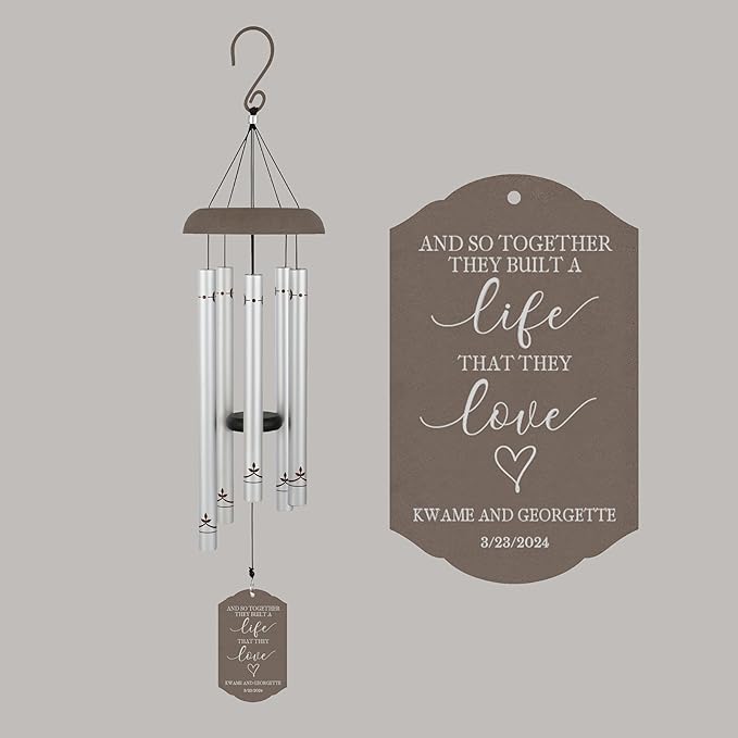Personalized Wedding Wind Chime, and So Together Wedding Gift, Custom Couple, Newlywed or Anniversary Wind Chime (Black/Gold)