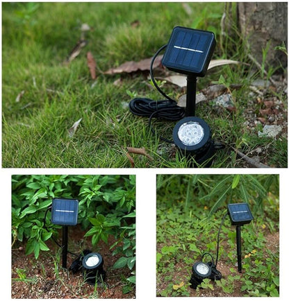 ‌Solar Spot Light Outdoor - LED Waterproof Pond Light Underwater Spotlight with Dark Sensing Auto On/Off, Adjustable Angle for Pool, Fountain, Garden, Fish Tank