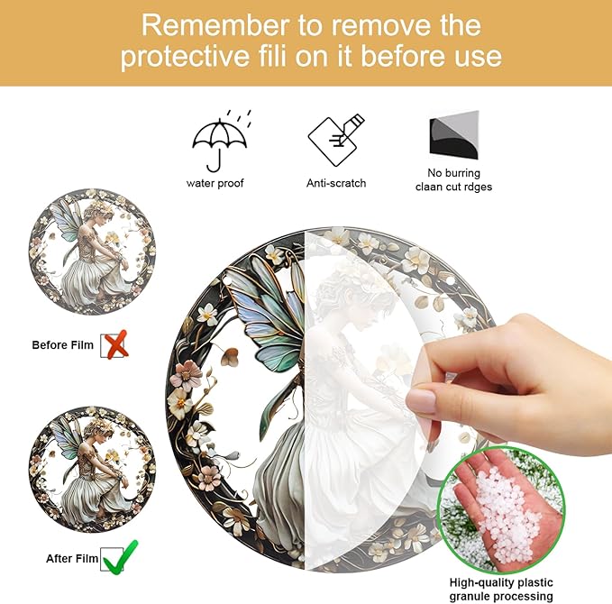 1PC Flower Fairy Acrylic Stained Glass Suncatcher Nature Round Flowers and Girls Suncatcher Hanging Decoration with Metal Chain-SunCatchers for Window Decor Outdoor Garden Decor Gift (C)