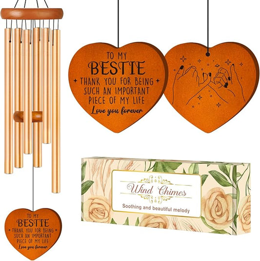 Bestie Gifts for Women, Best Friend Wind Chimes, Friendship Bestie Happy Birthday Gift for Women, Graduation Thanksgiving for Friends Female BFF, Large 36 inch
