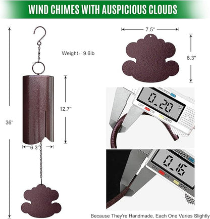 FengShui Wind Chimes with Auspicious Clouds,36 inch Copper Vein Large Wind Chimes for Outside Deep Tone,Deep Resonance Serenity Bell,Sympathy Gifts.