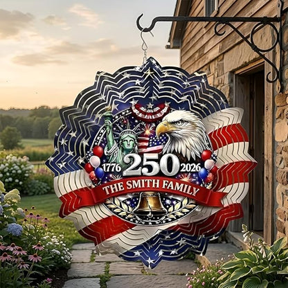 Patriotic Eagle USA 250th Anniversary Wind Spinner, 1776-2026 Metal Outdoor Decor, Liberty Bell & Betsy Ross Design, Independence Day Gift, 8-inch Spinner 4