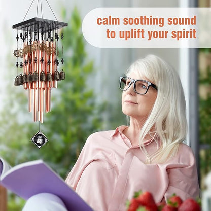 Wind Chimes for Outside,30" Memorial Wind Chimes with 28 Pieces Tubes and 16 Copper Bell for Garden, Patio,Window Hanging Decoration, Bronze Memorial Sympathy Gifts for Mom