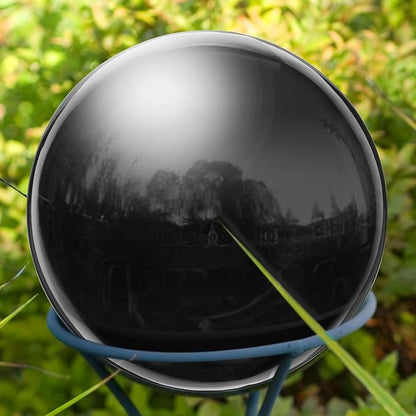 uxcell Gazing Ball 3 Inch 76mm Reflective Sphere Polished Hollow Ball, Stainless Steel Gazing Globe Mirror Ball for Home Garden Outdoor Decoration, Bright Black
