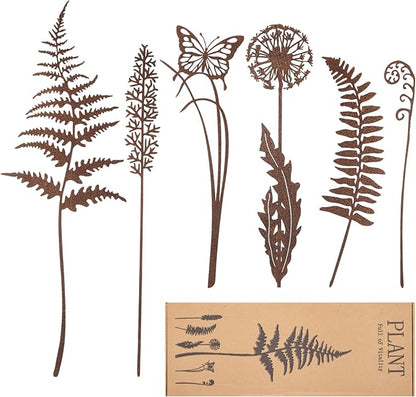 Set of 6 Metal Flowers for Outside, Metal Flowers Garden Outdoor Yard Ornaments Decor Plant Fairy Garden Stakes Yard Art Plant Decorations for Pots Accessories Lawn Ornaments