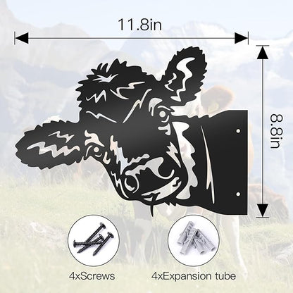 Peeping Cow Metal Yard Decor Lovely Farm Fence Decor Cow Decor for Fence Decor Outdoor Metal Garden Decor Outdoor Fence Decoration for Outdoor Farm or Farmhouse Yard Lawn (Fresh Cow)