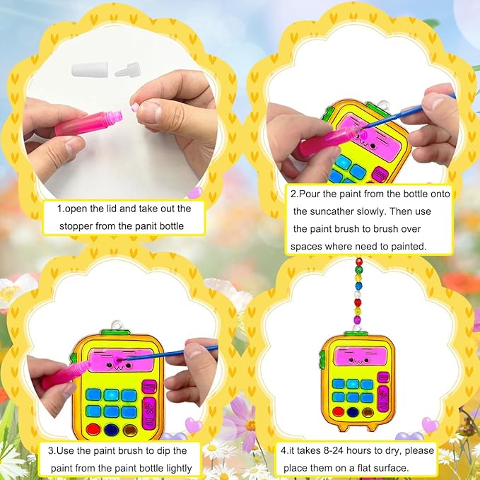 30 Sets Suncatcher Kit Back to School Suncatchers Apple Pencil Window Paint Art Drawing DIY Craft Kits Sun Catchers First Day of School Supplies for Stationery Party Gift Exchange Classroom Activities