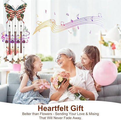 Gifts for Mom, Wind Chimes for Outside Perfect for Outdoor Gardens Patios Home Decor, Features Melodious Tones Create a Zen Atmosphere, Retirement Gifts for Women Men(Colorful Butterfly)