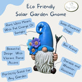 Daisy & Olive Garden Gnome | Large Solar Powered Garden Gnome Statue | Flower & Bee Lights Up | Auto On-Off | Garden Gnome for Yard | Unique Housewarming Gifts