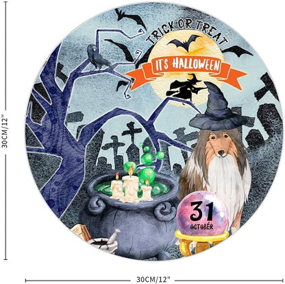 Retro Metal Sign 12"x12",Happy Halloween Scary Night Grave Witch Bats Trick Or Treat Dog Aluminum Tin Metal Sign for Home Living Room Bedroom Garden Farm Patio Decor Wall Art Poster