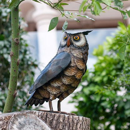 Natelf Garden Owl Sculptures & Statues, Standing Metal Bird Yard Art Sculpture for Patio Backyard Pond Outdoor Decorations