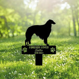 Custom Borzoi Dog Metal Memorial Garden Stake Personalized Pet Grave Marker Name Sign Remembrance Stake Decor Sympathy Dog Loss,Outdoor Statues for Yard Garden Lawn Patio Pathway Grave Ornament.