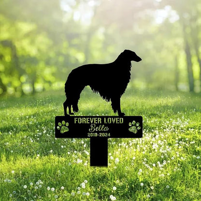 Custom Borzoi Dog Metal Memorial Garden Stake Personalized Pet Grave Marker Name Sign Remembrance Stake Decor Sympathy Dog Loss,Outdoor Statues for Yard Garden Lawn Patio Pathway Grave Ornament.